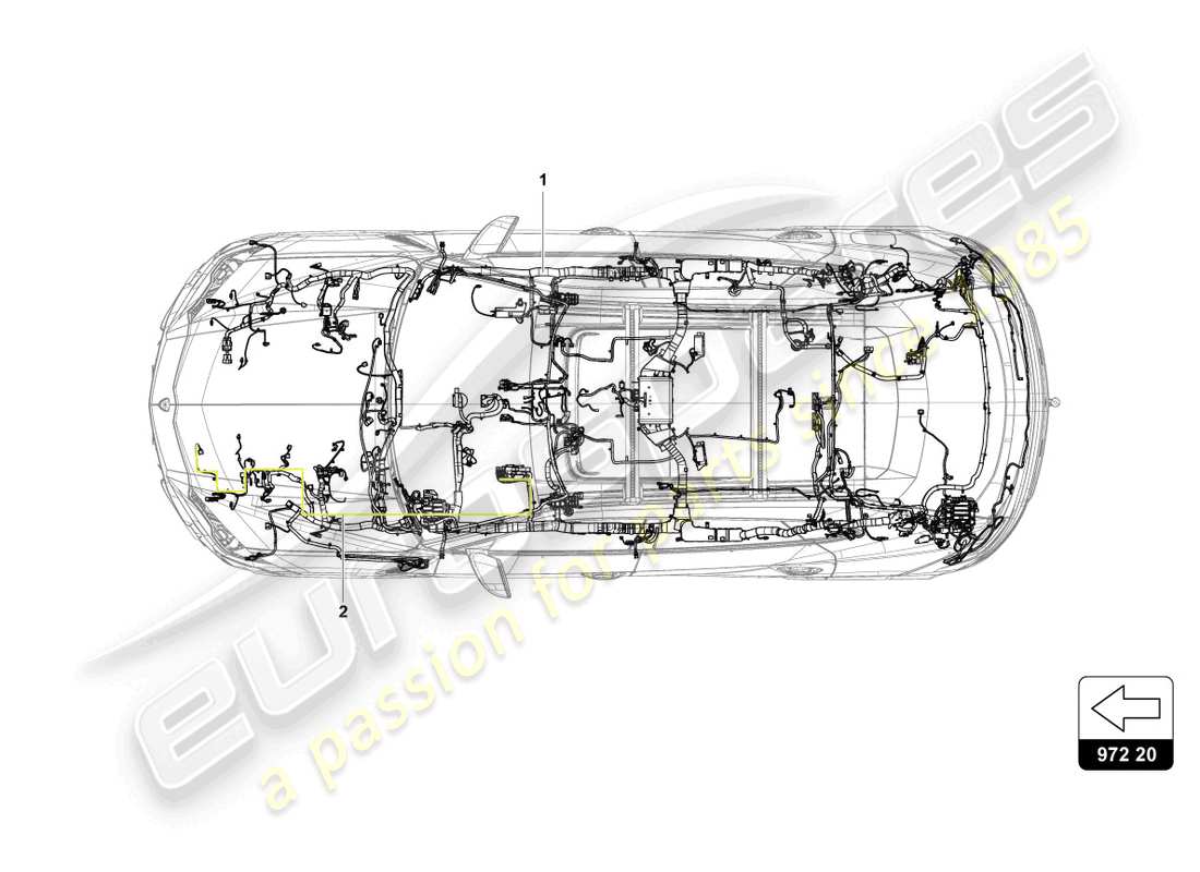 lamborghini urus performante (2023) kabelbaum für innenraum ersatzteildiagramm