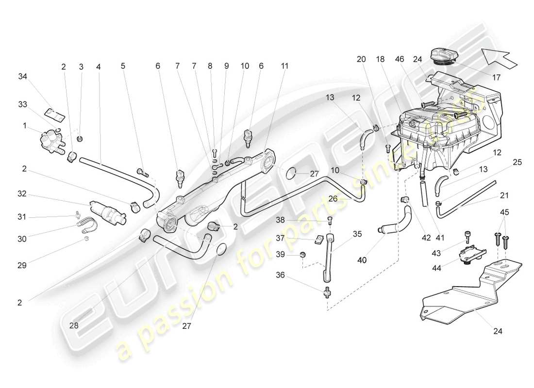 lamborghini lp550-2 coupe (2013) zusätzliche kühlmittelpumpe ersatzteildiagramm