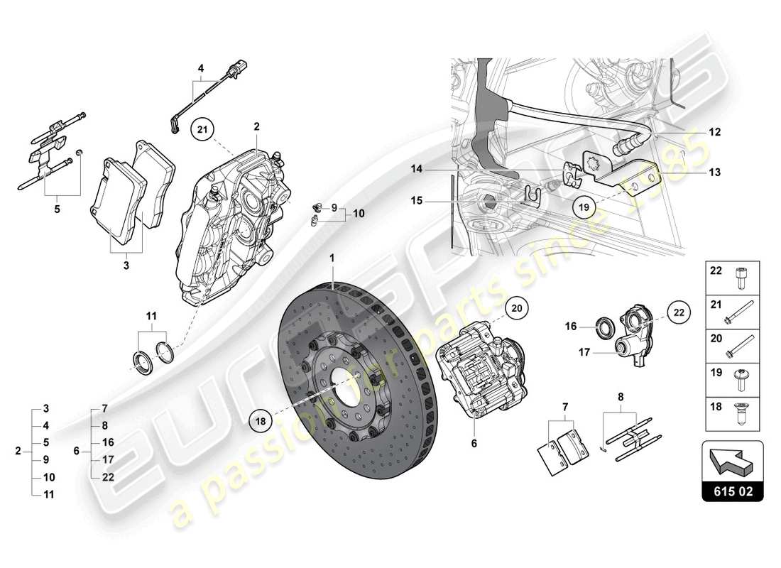 lamborghini ultimae roadster (2022) bremsscheibe hinten ersatzteildiagramm