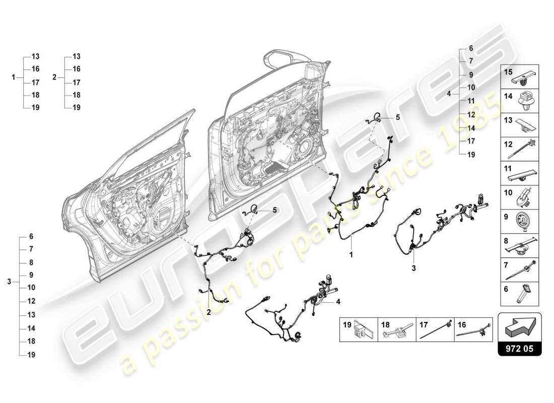 lamborghini urus performante (2023) kabelsatz für tür ersatzteildiagramm