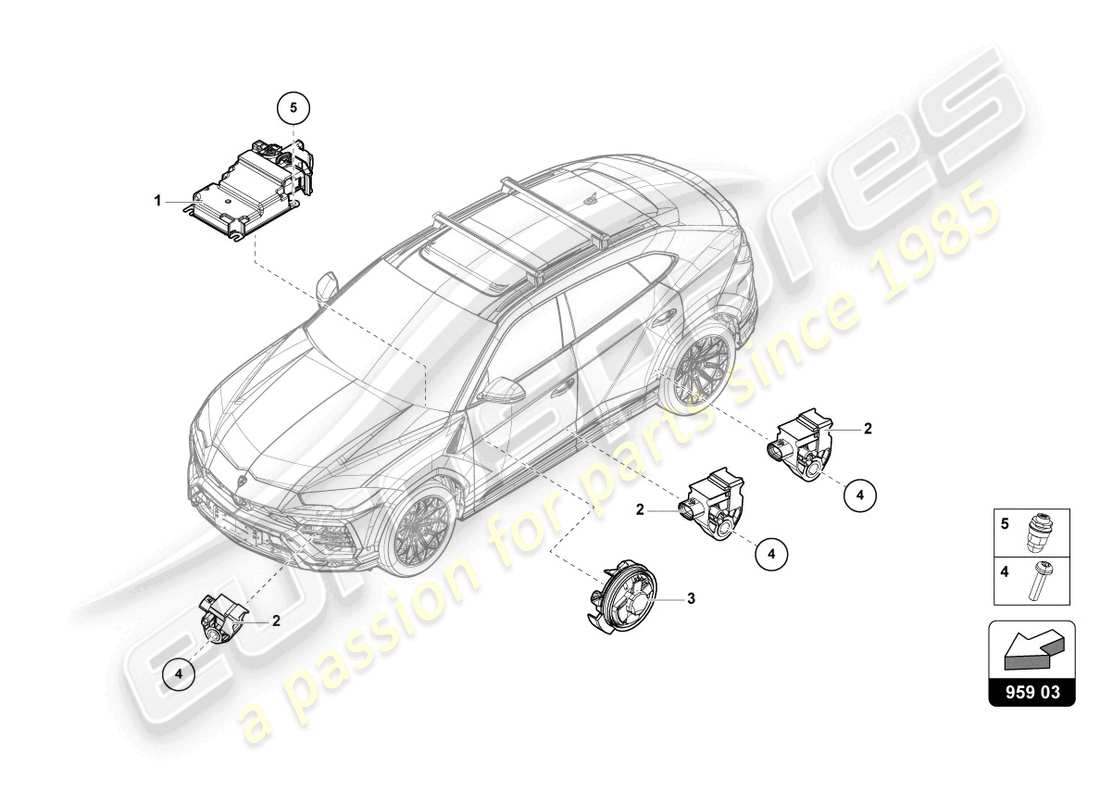 lamborghini urus performante (2023) steuergerät für airbag ersatzteildiagramm