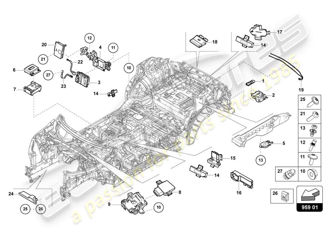 lamborghini urus (2019) steuergerät für heckklappe ersatzteildiagramm