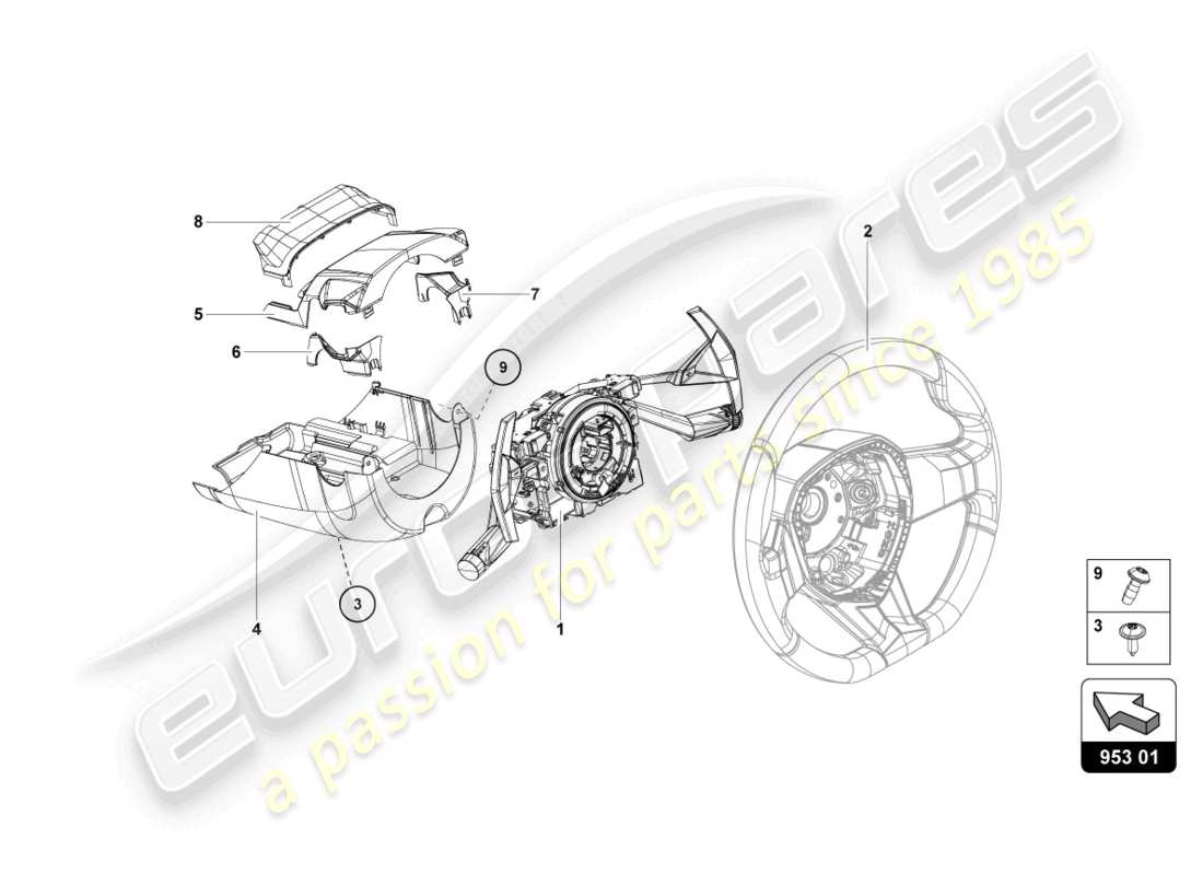 lamborghini ultimae roadster (2022) zahnstangenlenkung - ersatzteildiagramm