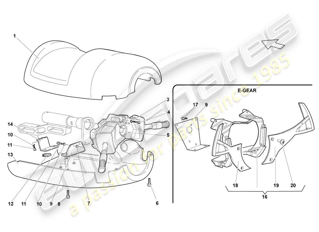 lamborghini lp640 coupe (2007) lenksatz-kombischalter ersatzteildiagramm