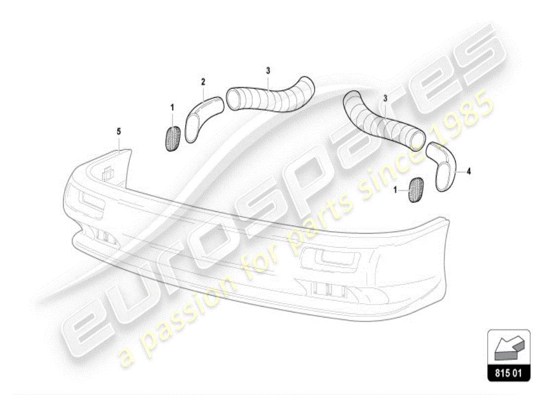 lamborghini diablo vt (1998) vorderer luftkanal aus karton teilediagramm