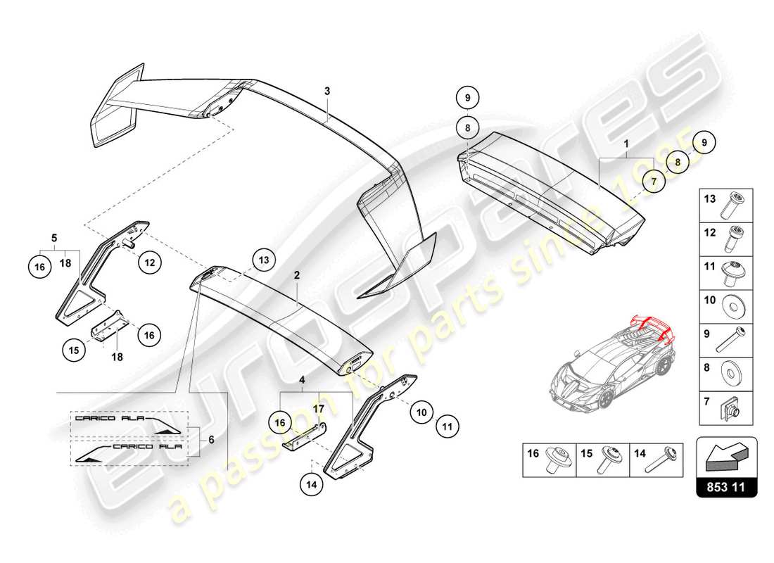 lamborghini 2022 (sto) heckspoiler teilediagramm