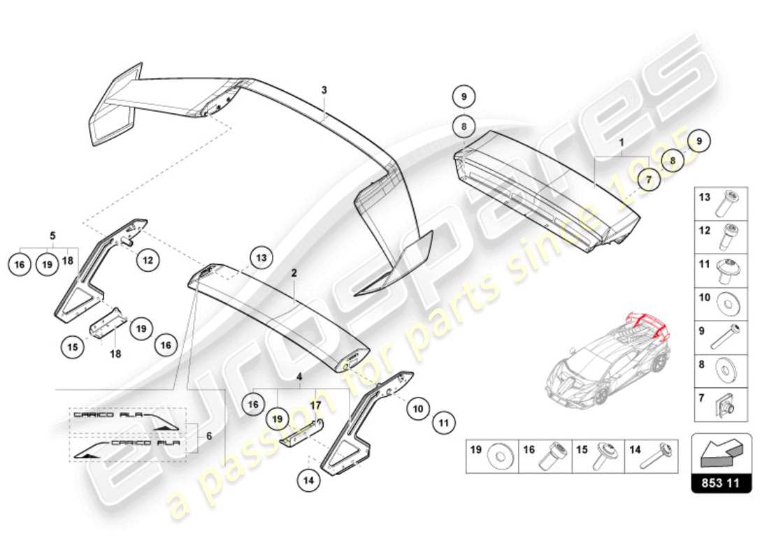 lamborghini sto (2023) heckspoiler teilediagramm