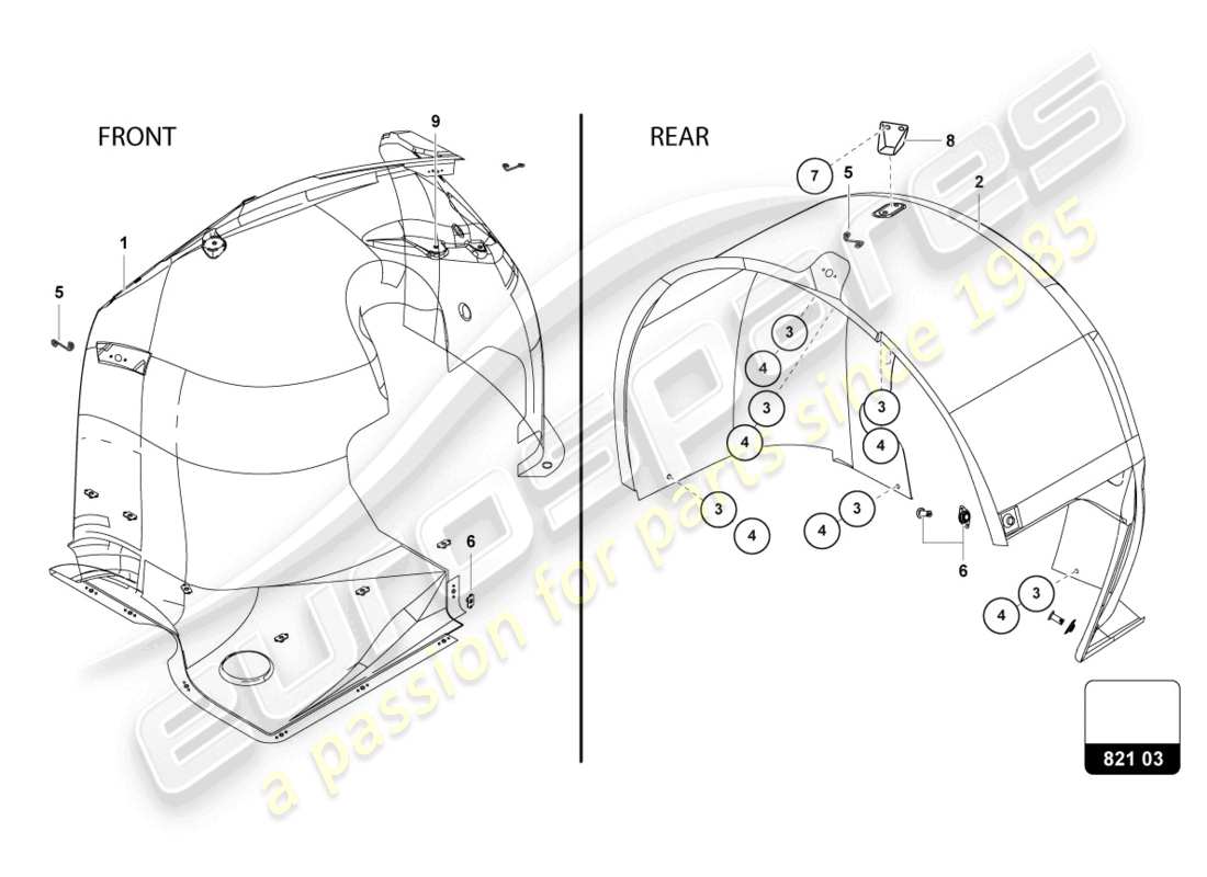 lamborghini 2018 (super trofeo evo) radhäuser / locary ersatzteildiagramm