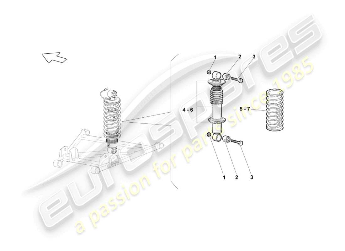 lamborghini lp640 roadster (2010) stoßdämpfer hinten, ersatzteildiagramm