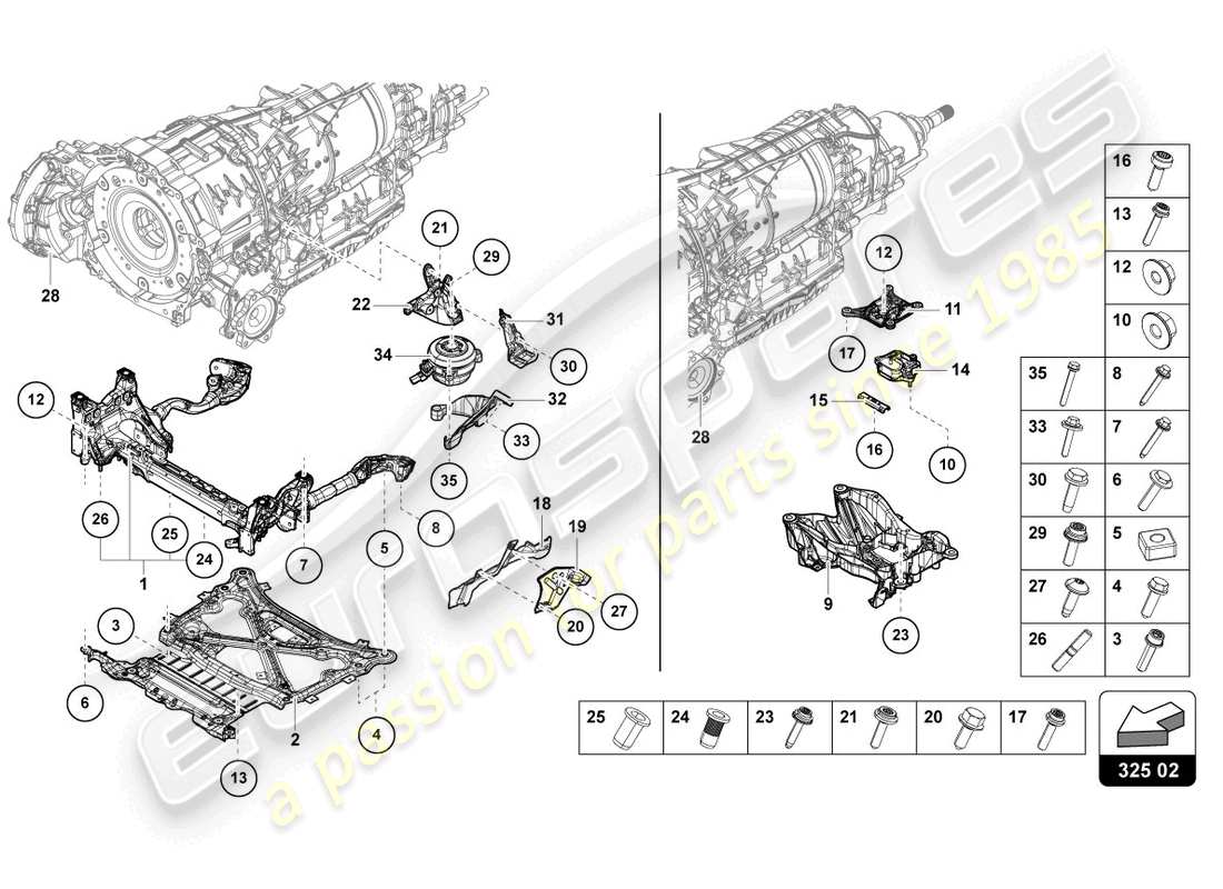 lamborghini urus performante (2023) getriebesicherungsteile teilediagramm