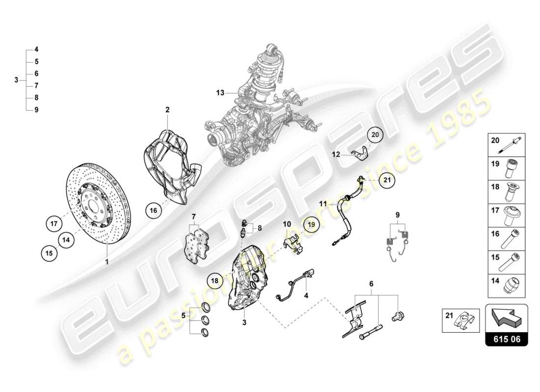 lamborghini sto (2021) keramik-bremsscheibe vorne ersatzteildiagramm
