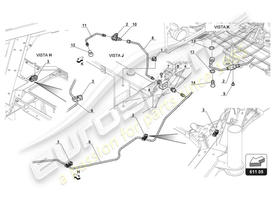 lamborghini gt3 evo (2018) bremsleitungen ersatzteildiagramm