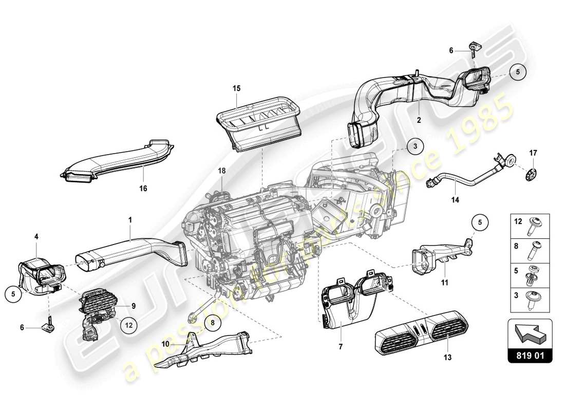 lamborghini urus s (2023) vent-teilediagramm