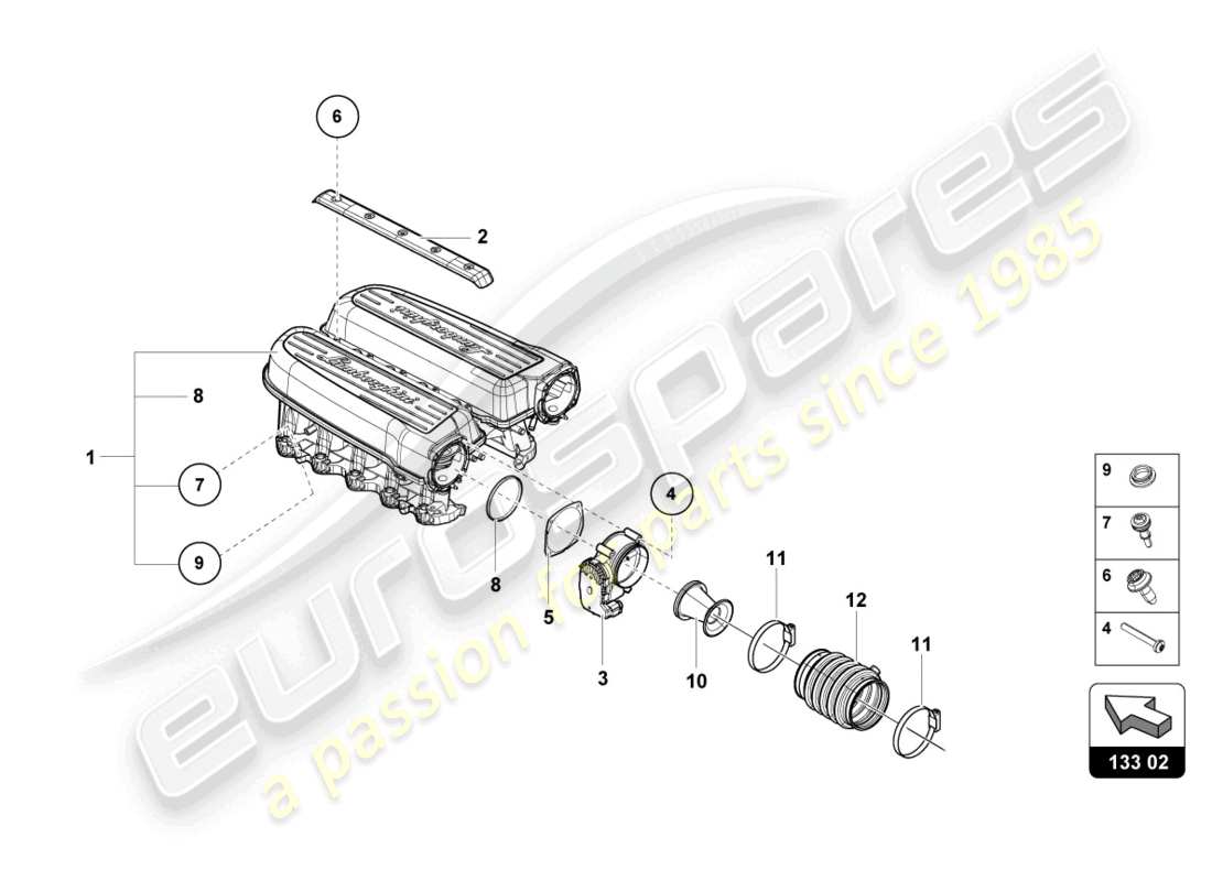 lamborghini super trofeo evo (2018) luftansaugsystem - teilediagramm