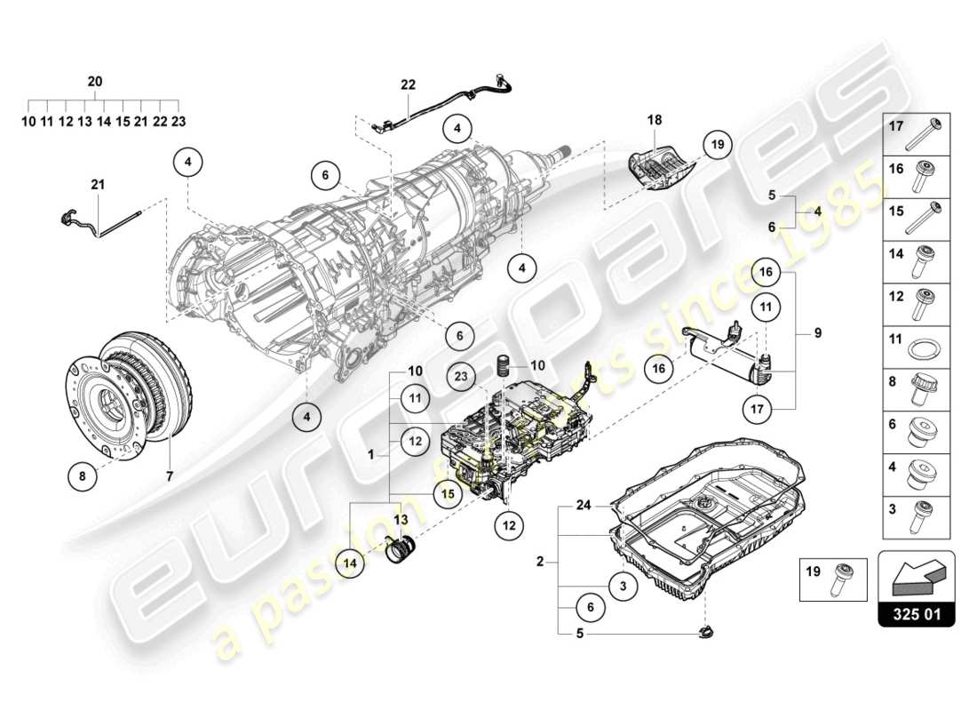 lamborghini urus (2019) mechatronik mit software teilediagramm