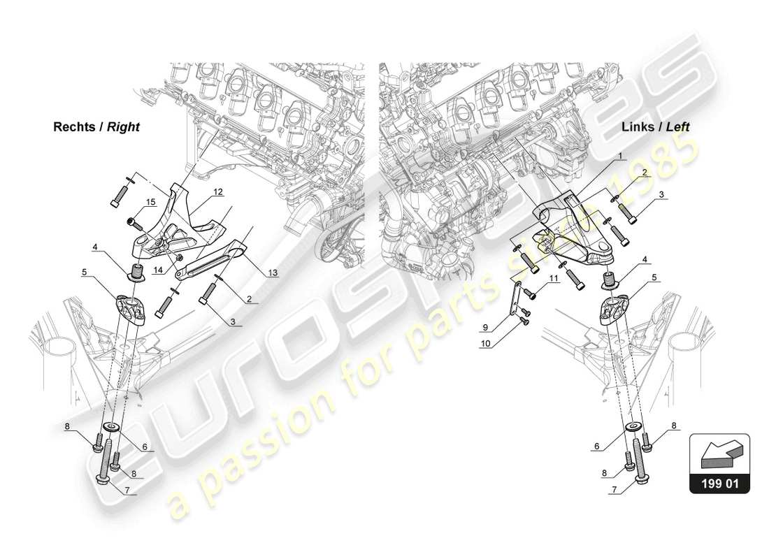 lamborghini gt3 (2017) motorhalterung ersatzteildiagramm