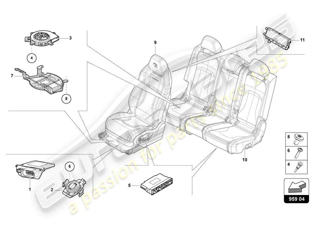 lamborghini urus performante (2023) steuergerät für sitzbelegungssensor ersatzteildiagramm