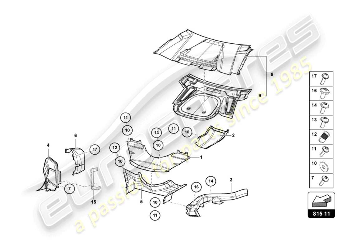 lamborghini sian roadster (2021) luftkanal teilediagramm