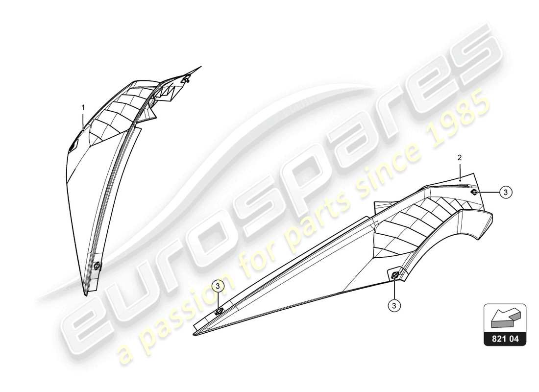 lamborghini super trofeo evo (2018) teilediagramm des vorderen kotflügels