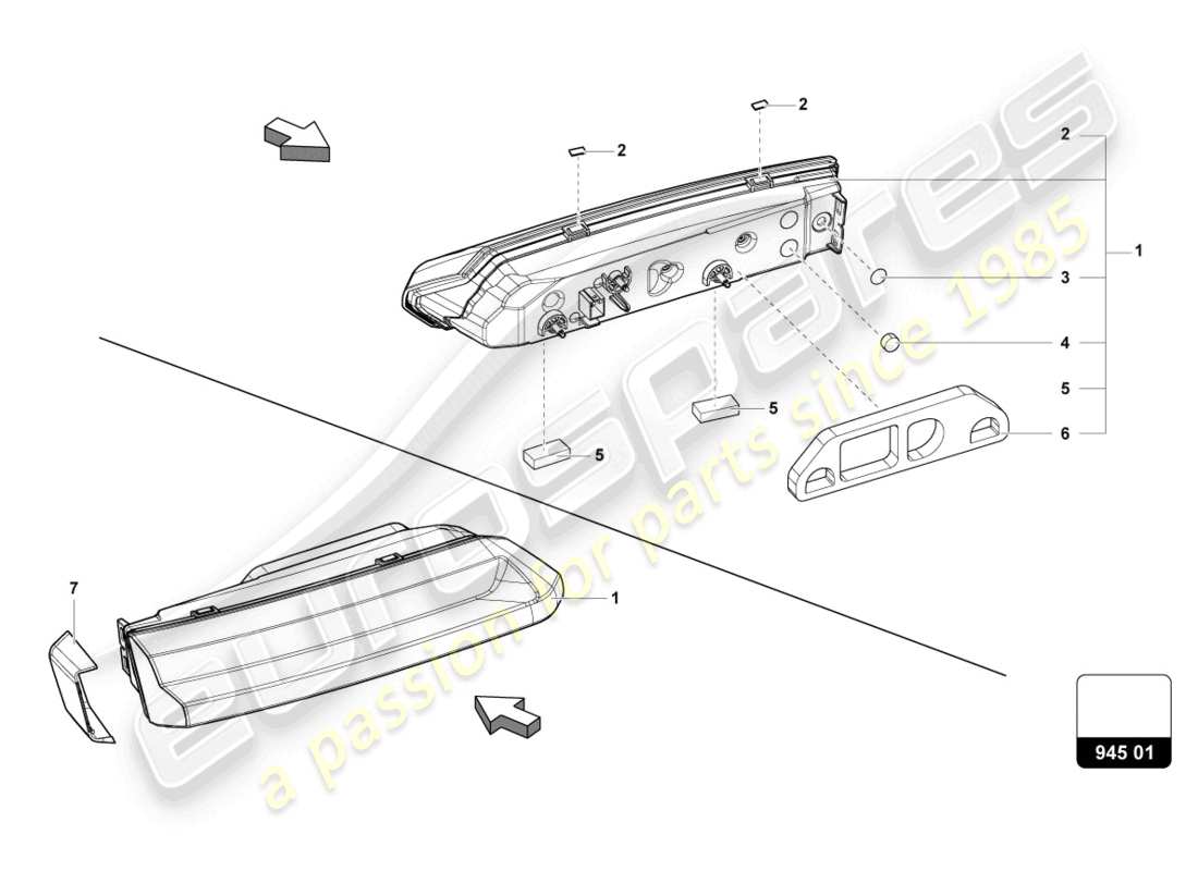 lamborghini urus (2019) zusatzscheinwerfer hinten ersatzteildiagramm