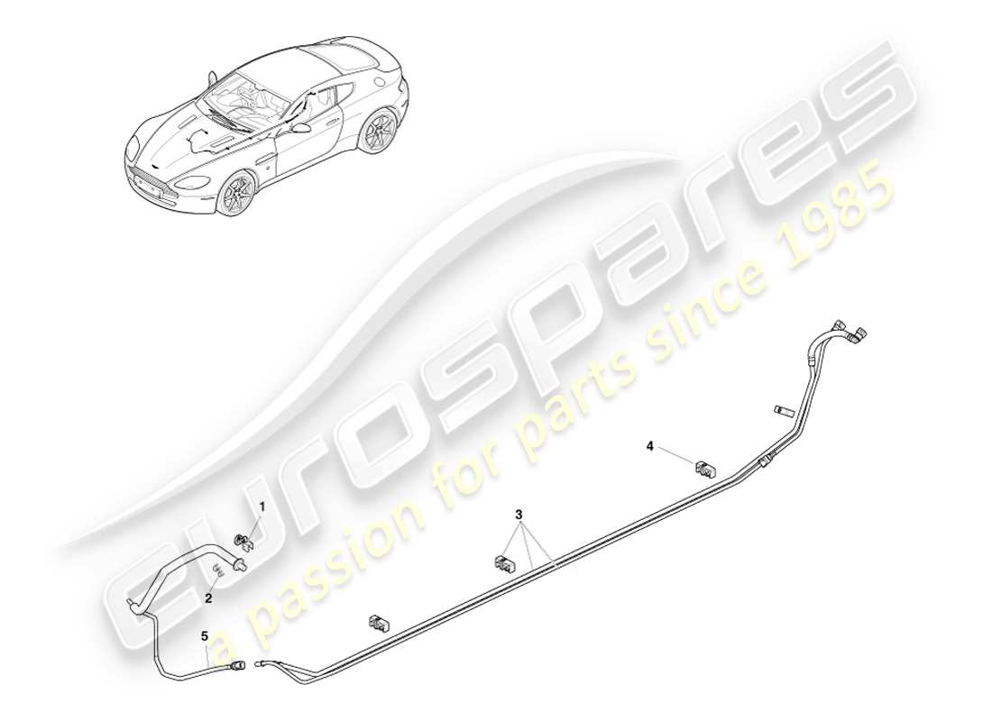 aston martin v8 vantage (2007) teilediagramm für kraftstoffleitungen