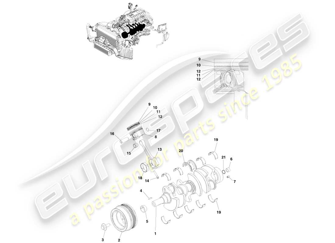aston martin v8 vantage (2007) teilediagramm für die stromumwandlung
