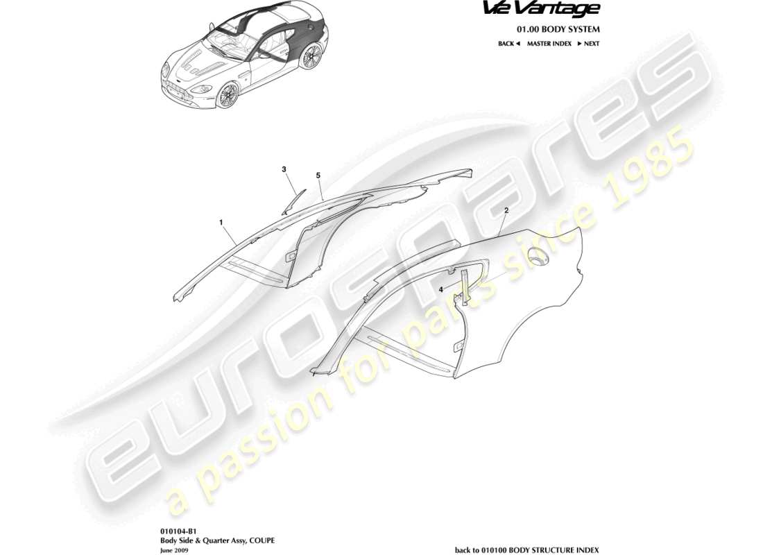 aston martin v12 vantage (2012) seitenverkleidung, coupé-teilediagramm