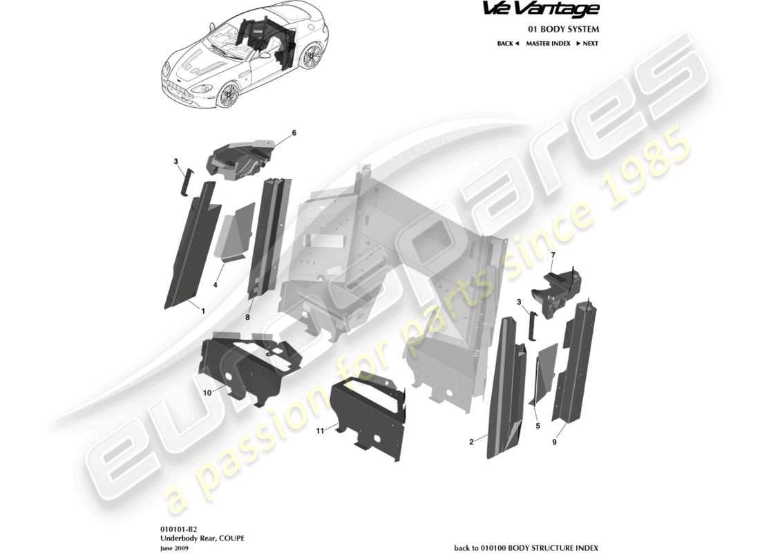 aston martin v12 vantage (2012) unterboden hinten, coupé-teilediagramm