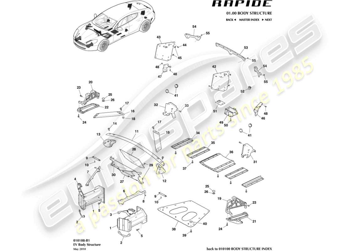 aston martin rapide (2010) zusatzteile teilediagramm