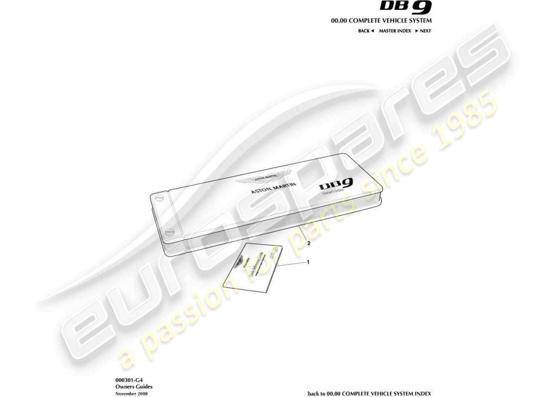 aston martin db9 (2012) teilediagramm für das benutzerhandbuch