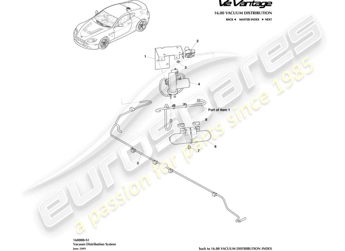 aston martin v12 vantage (2012) teilediagramm zur vakuumverteilung