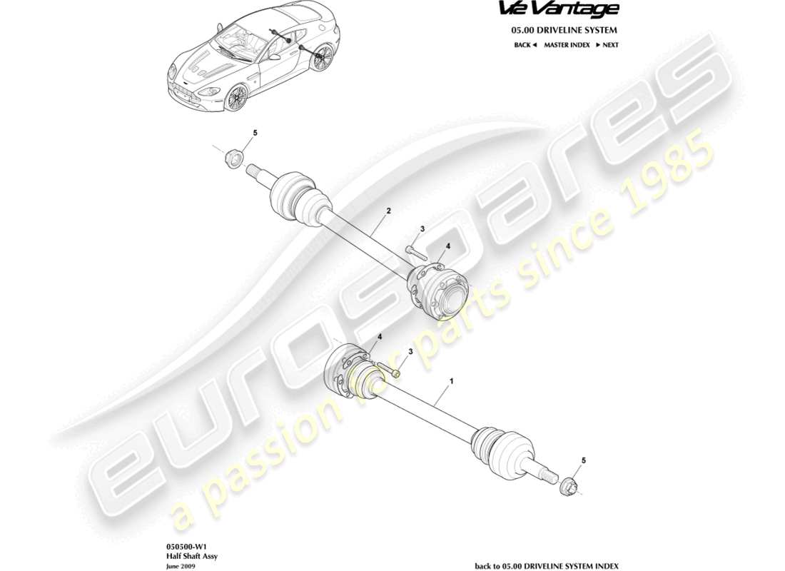 aston martin v12 vantage (2013) teilediagramm der hinteren halbwelle