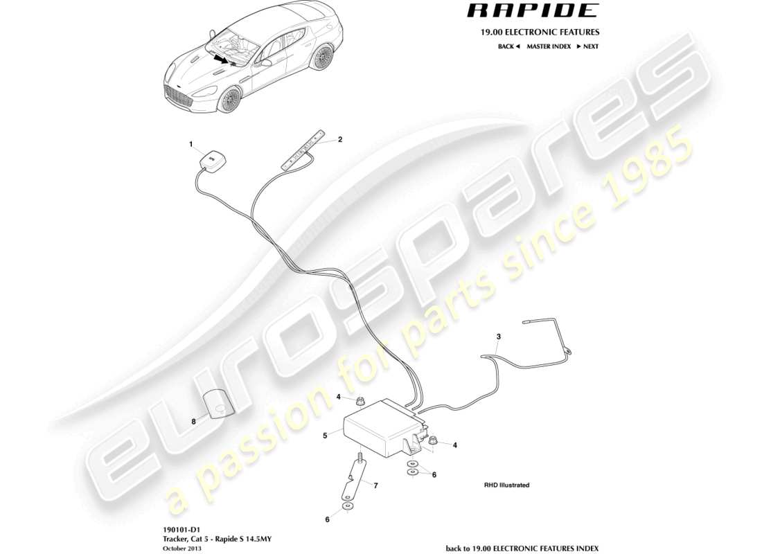 aston martin rapide (2010) cat 5 tracker, 14.5my teilediagramm