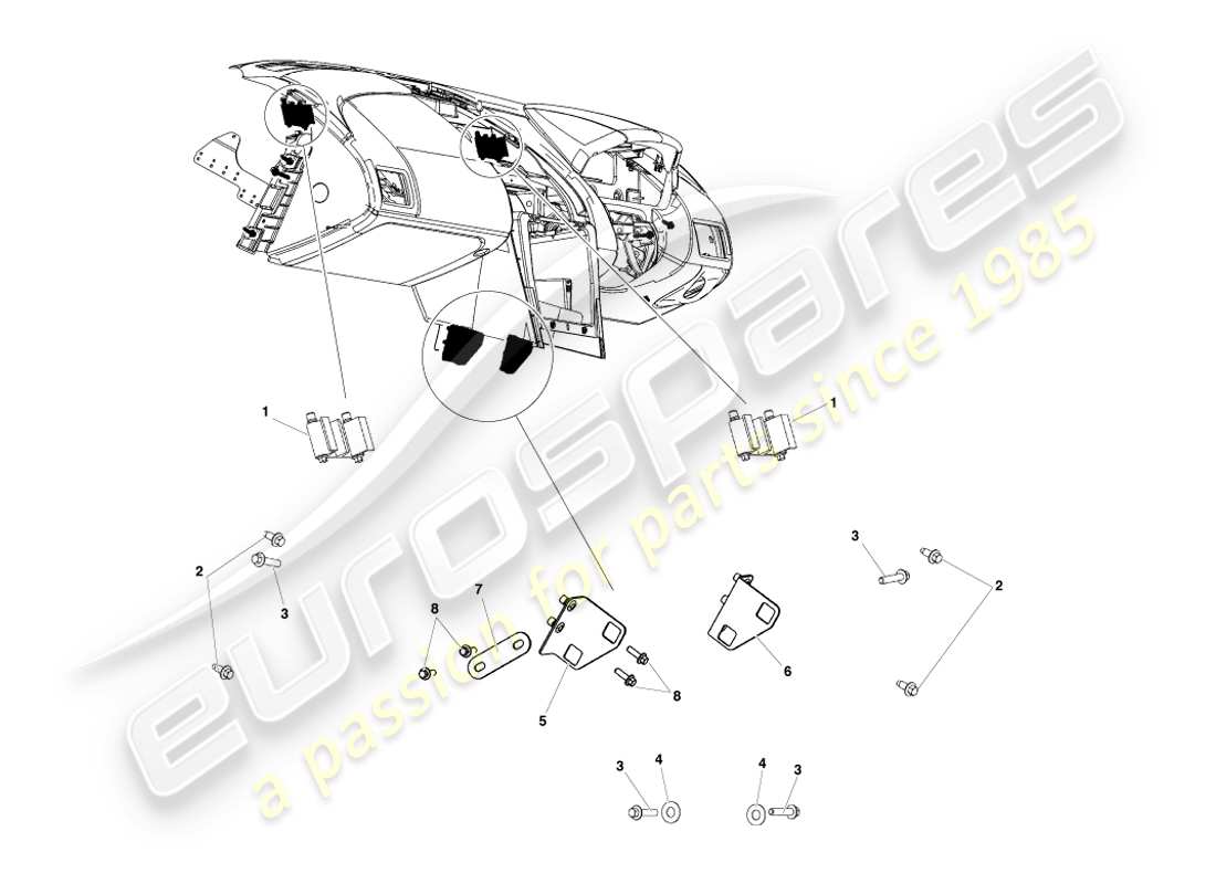 aston martin v8 vantage (2007) teilediagramm für ccb-zu-biw-halterungen