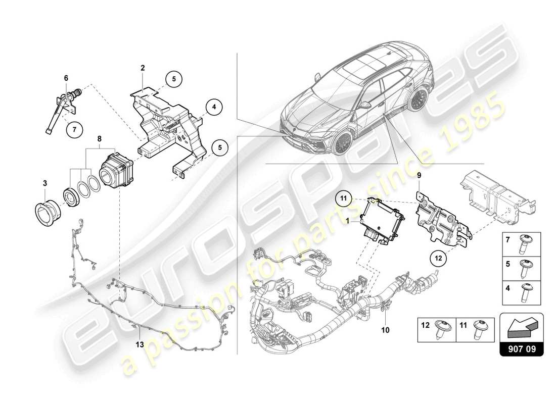 lamborghini urus (2020) kamera für nachtsichtsystem ersatzteildiagramm