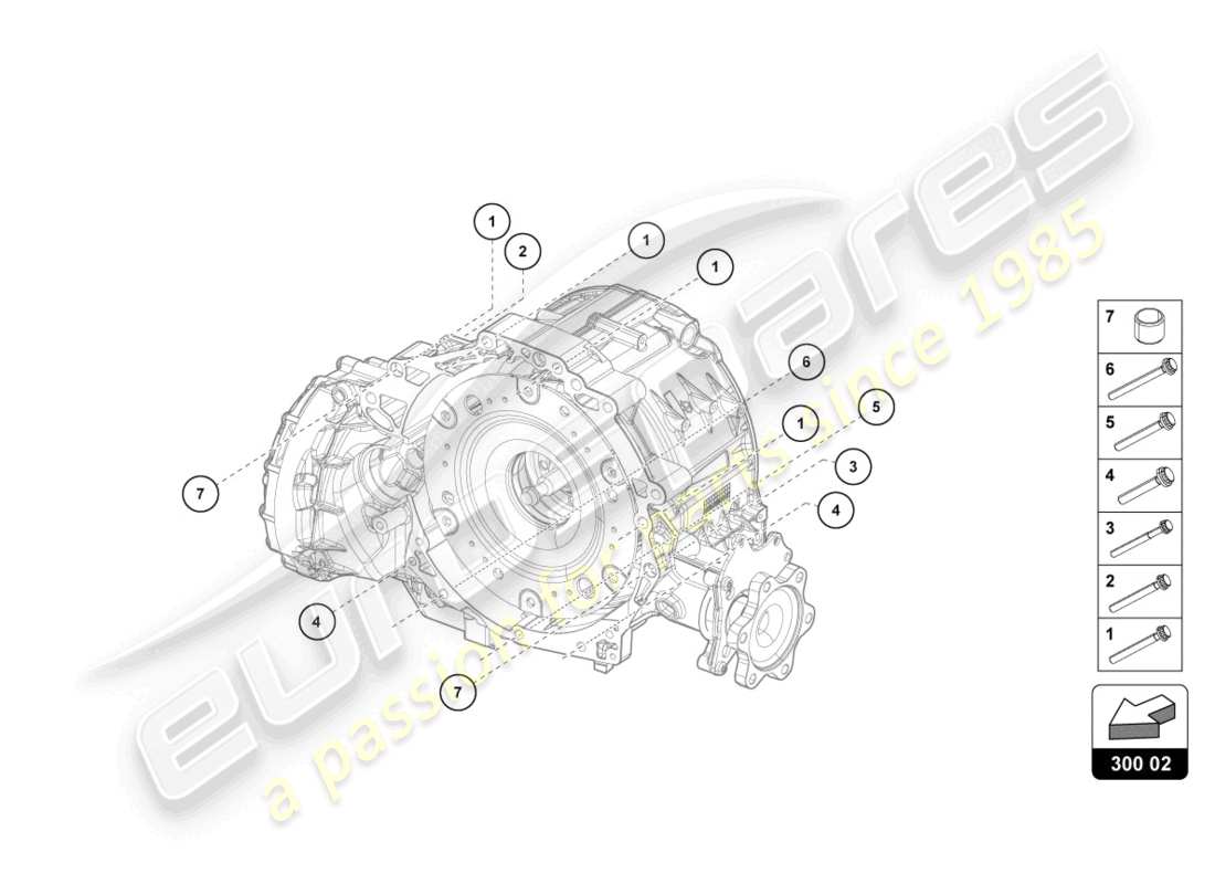 lamborghini urus (2020) montageteile für motor und getriebe 4.0 ltr. teilediagramm