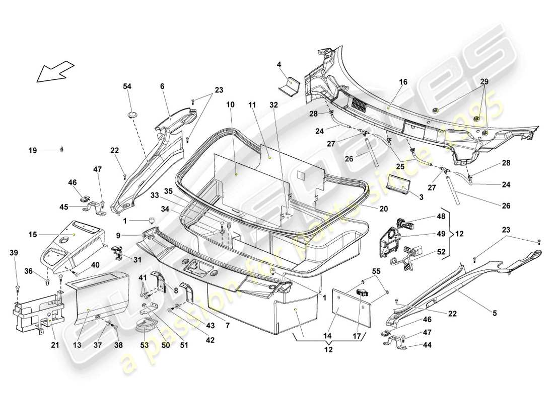 lamborghini superleggera (2008) querplatte mit luftschlauch ersatzteildiagramm