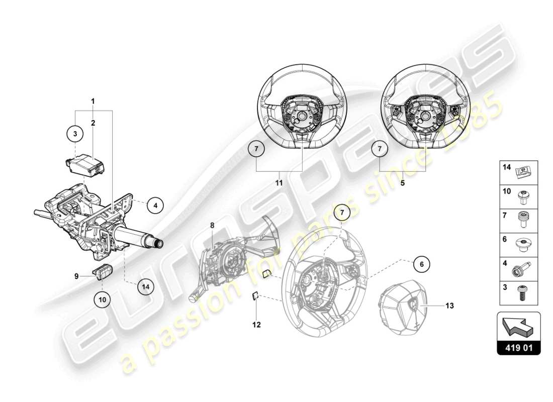lamborghini 2022 (lp770-4 svj coupe) lenksystem teilediagramm