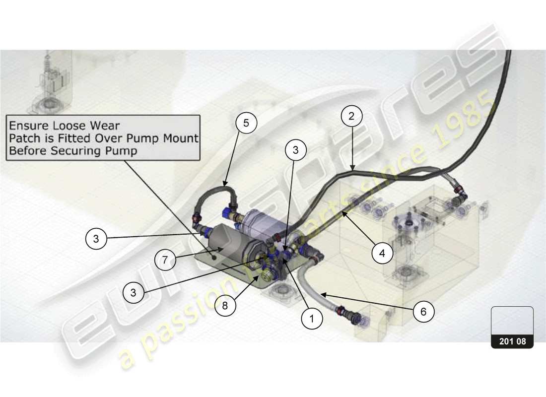 lamborghini super trofeo evo (2018) kit upgrade kraftstofftank teilediagramm