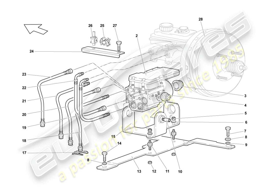 lamborghini reventon roadster antiblockiersystem -abs- ersatzteildiagramm