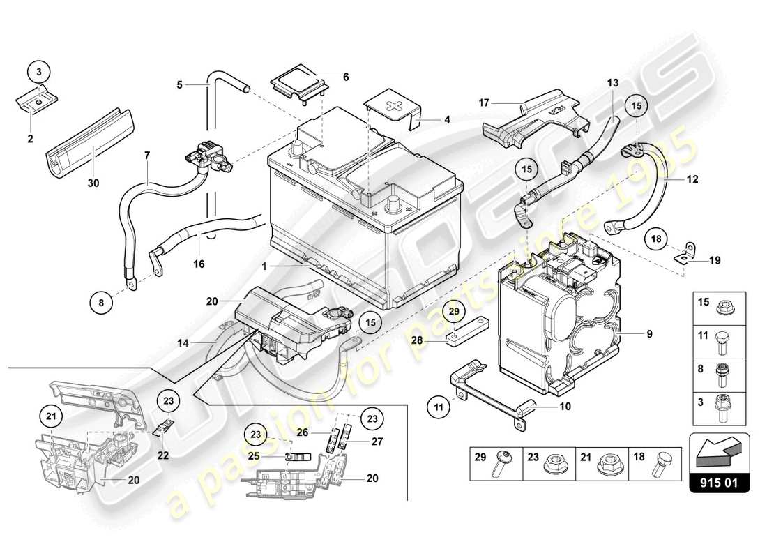 lamborghini countach lpi 800-4 (2022) batterie teilediagramm