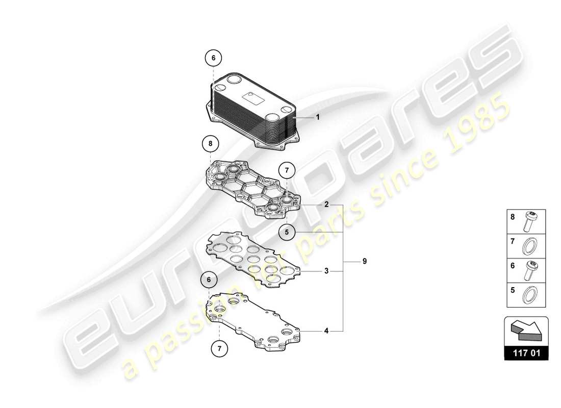 lamborghini evo coupe (2022) getriebeölkühler - ersatzteildiagramm