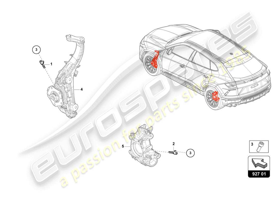 lamborghini urus performante (2023) geschwindigkeitssensor teilediagramm