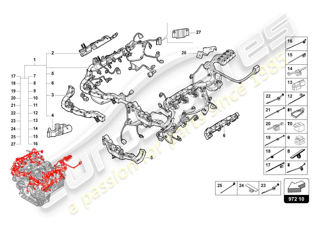 lamborghini urus performante (2023) kabelsatz für motor ersatzteildiagramm