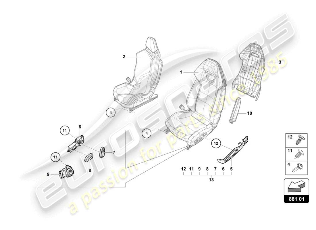 lamborghini evo coupe (2022) seat-ersatzteildiagramm