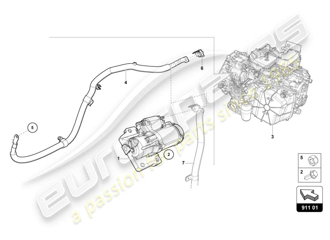 lamborghini evo spyder 2wd (2022) starter-ersatzteildiagramm