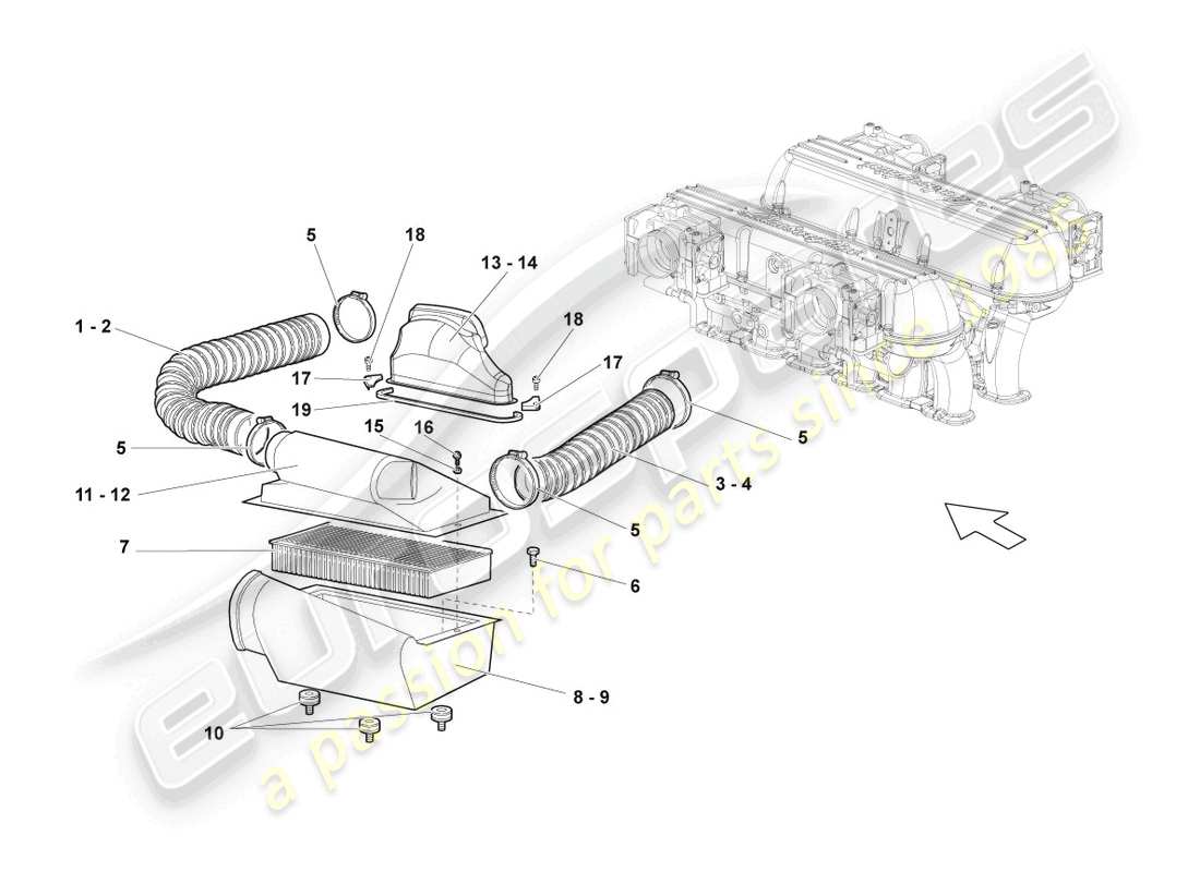 lamborghini reventon roadster luftfilter mit anschlussteilen ersatzteilübersicht