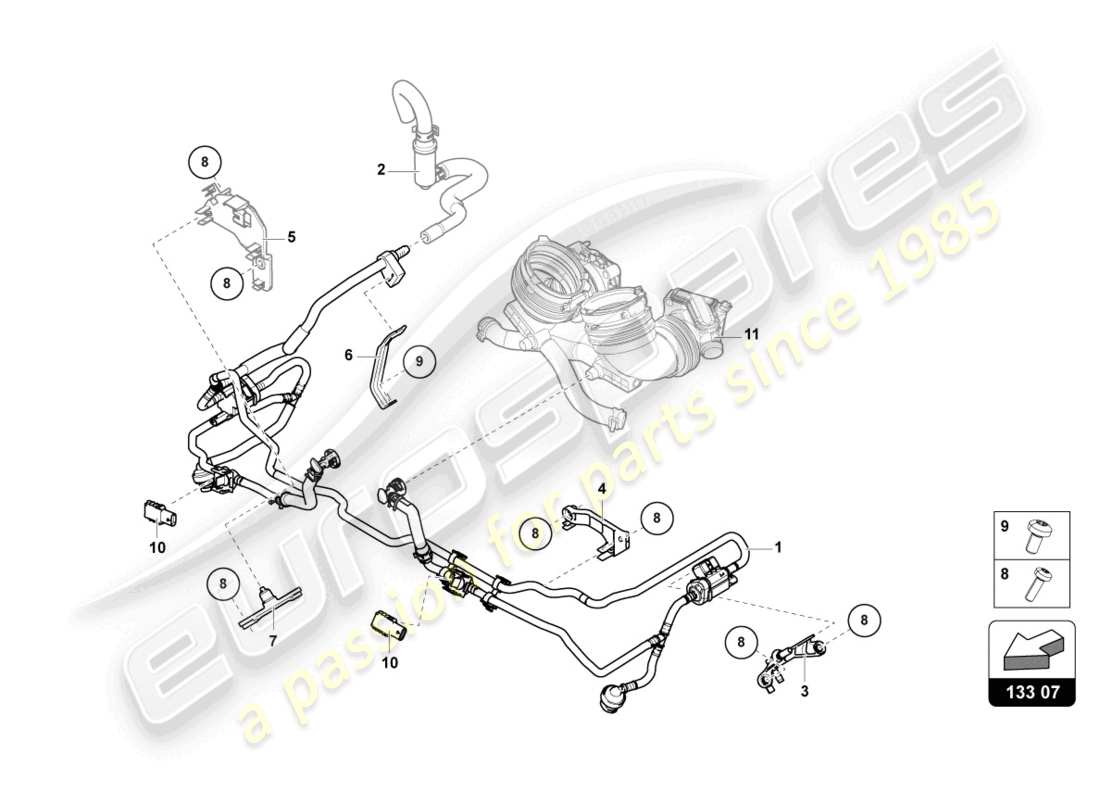 lamborghini urus performante (2023) kraftstoffzufuhrleitung 4.0 ltr. teilediagramm