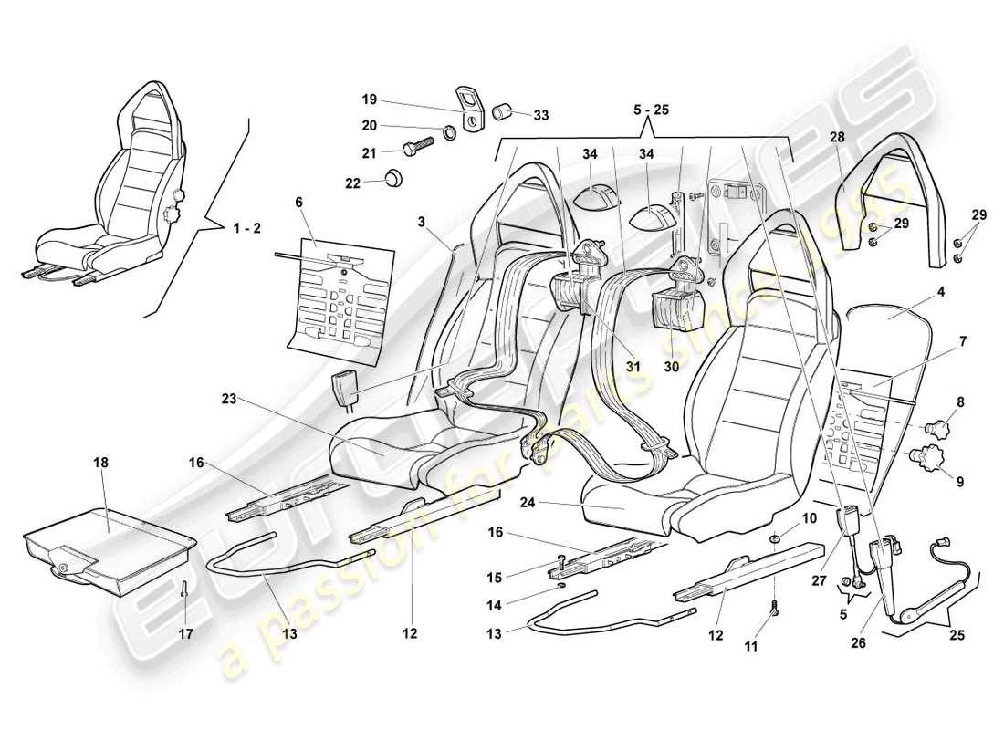 lamborghini lp670-4 sv (2010) sitz, komplett ersatzteildiagramm