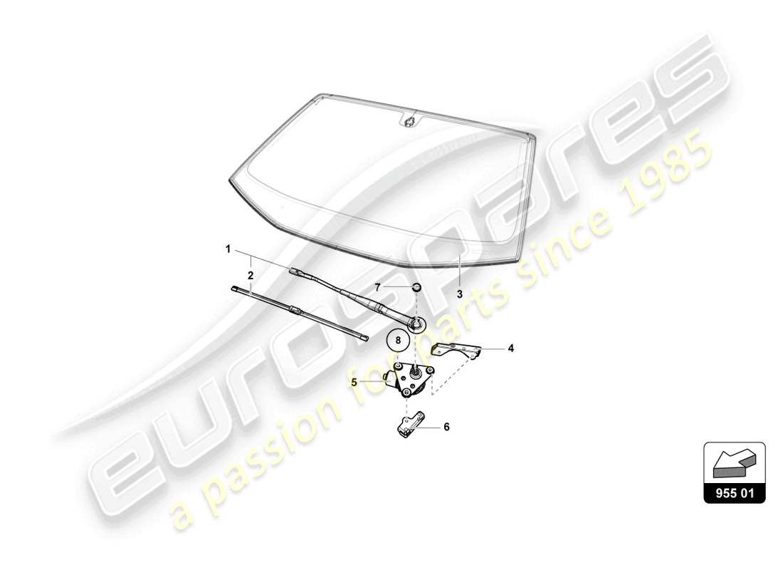 lamborghini super trofeo evo 2 (2022) scheibenwischer-ersatzteildiagramm